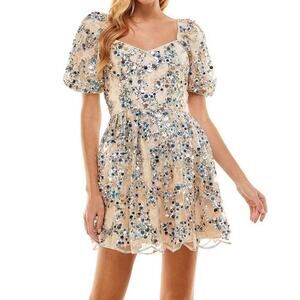 TCEC Women’s Large Sequin Sweetheart Scalloped Mini Dress